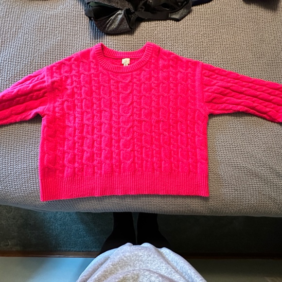 Hot Pink - Women’s Crop Sweater - Picture 3 of 4